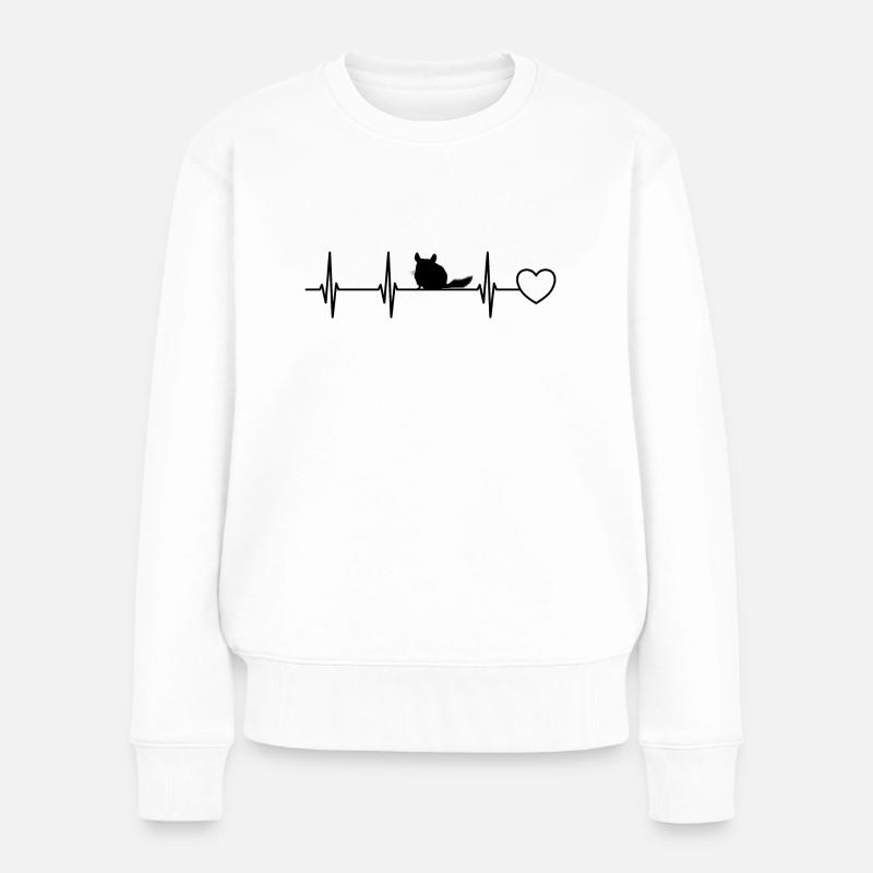 Chinchilla rythme cardiaque ECG Pouls - Pull Premium bio Femme - blanc