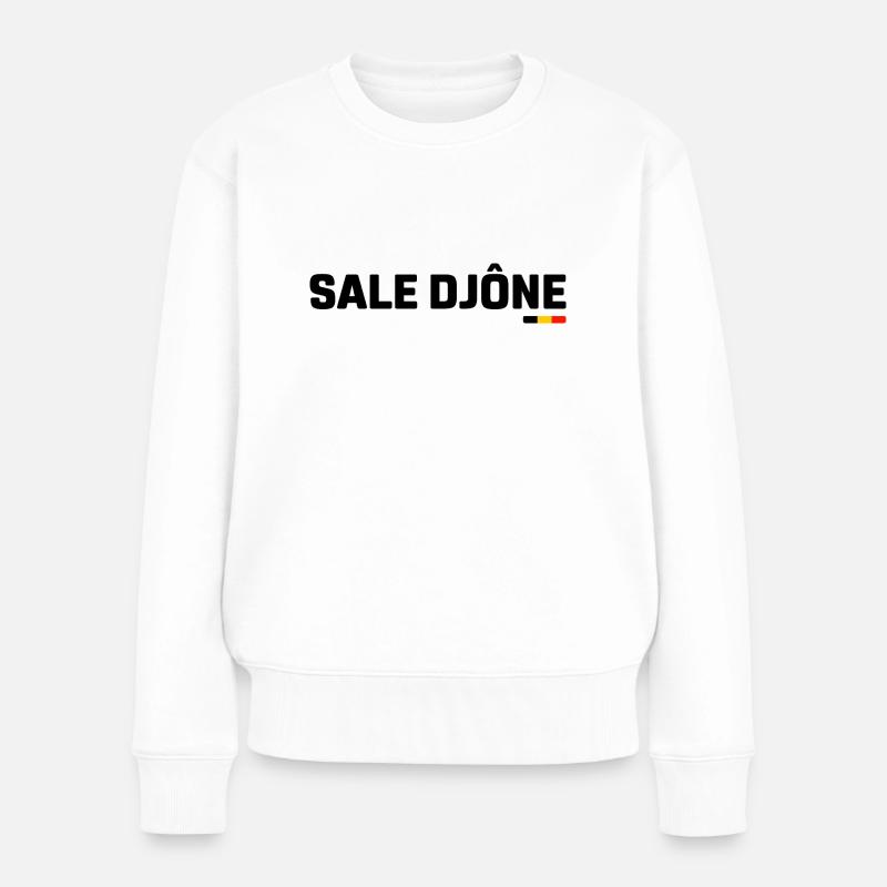 Sale djône ! Expression en wallon - Pull Premium bio Femme - blanc