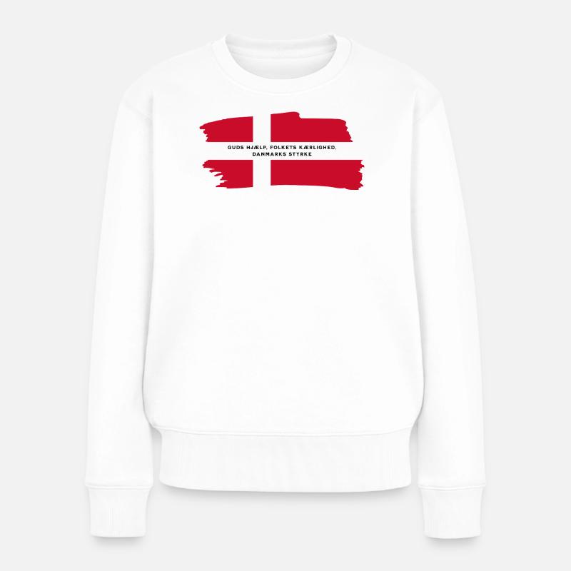 Dänische Flagge - Frauen Premium Bio Pullover - Weiß
