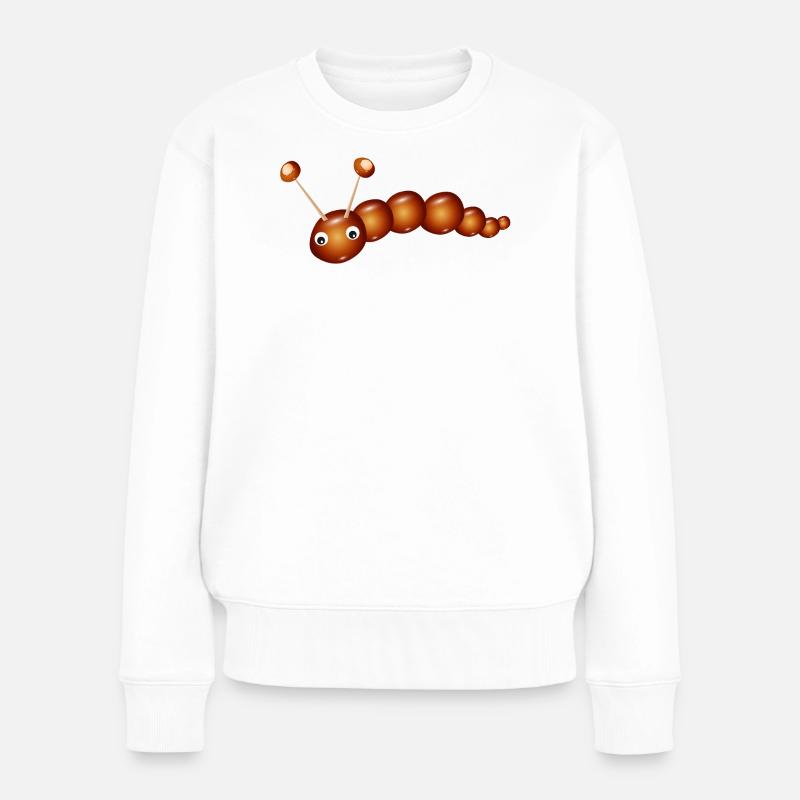 Niedliche Kastanien-Raupe – Kindheit & Bastelspaß - Frauen Premium Bio Pullover - Weiß