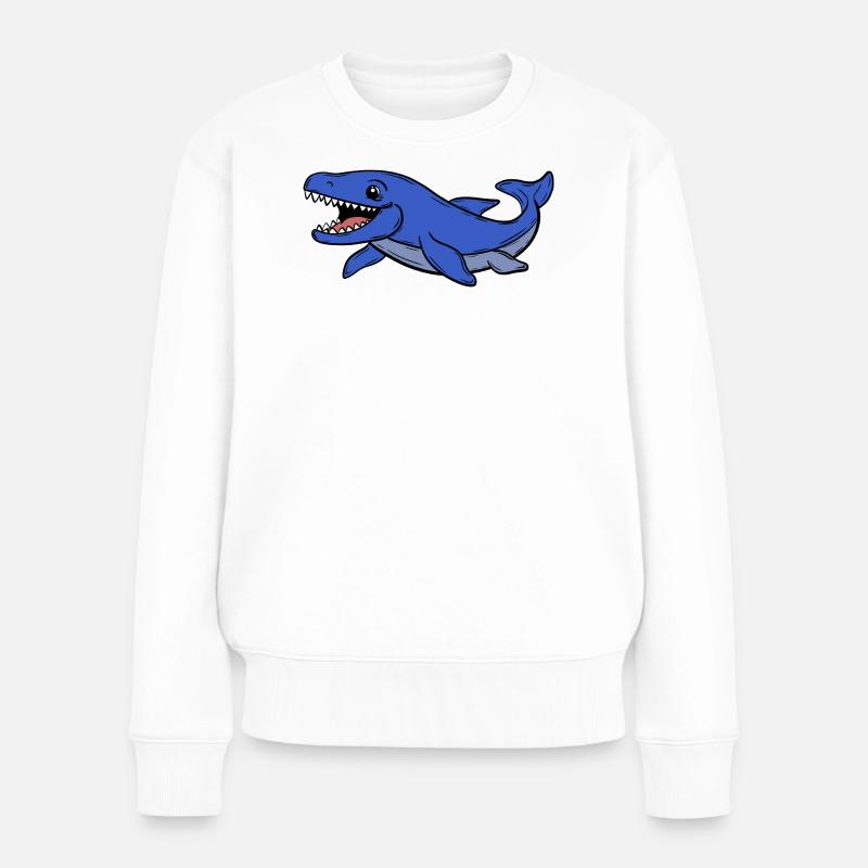 Dino - Frauen Premium Bio Pullover - Weiß