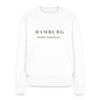 HAMBURG MON AMOUR WHITE - Frauen Premium Bio Pullover - Weiß - Vorne - Julia (174cm)