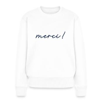 MERCI - Pull Premium bio Femme - blanc - Devant - Julia (174cm)