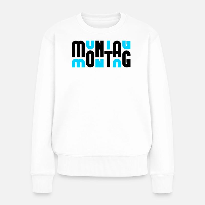 Montag Black/Cyan - Frauen Premium Bio Pullover - Weiß