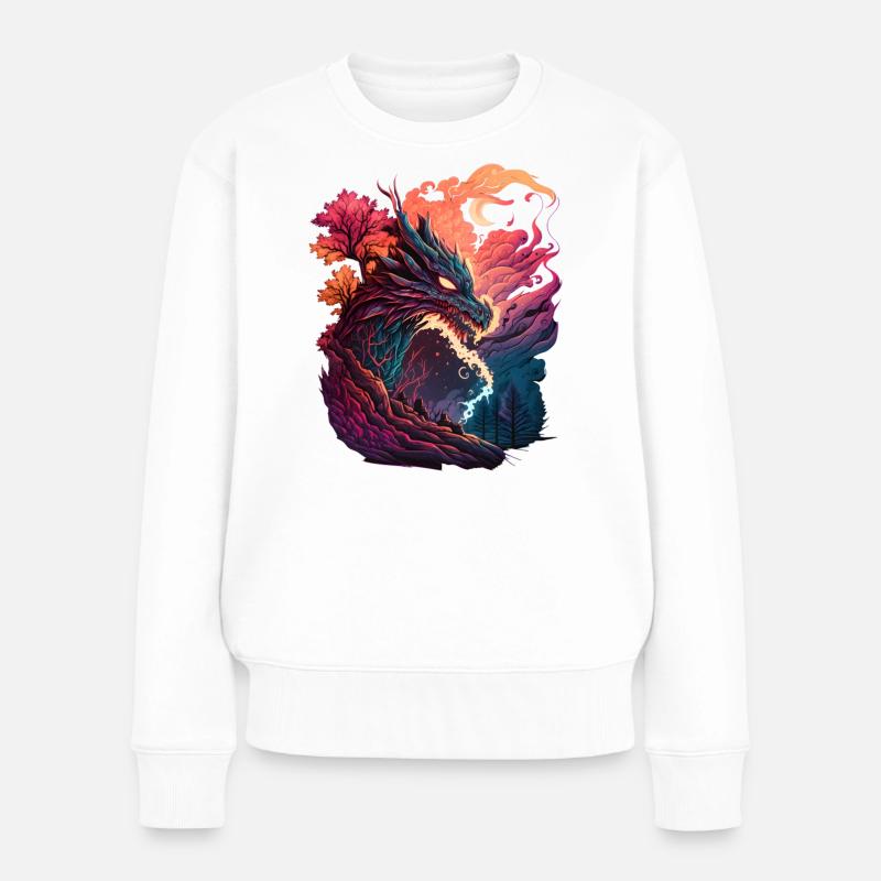 Asiatischer Drache - Frauen Premium Bio Pullover - Weiß