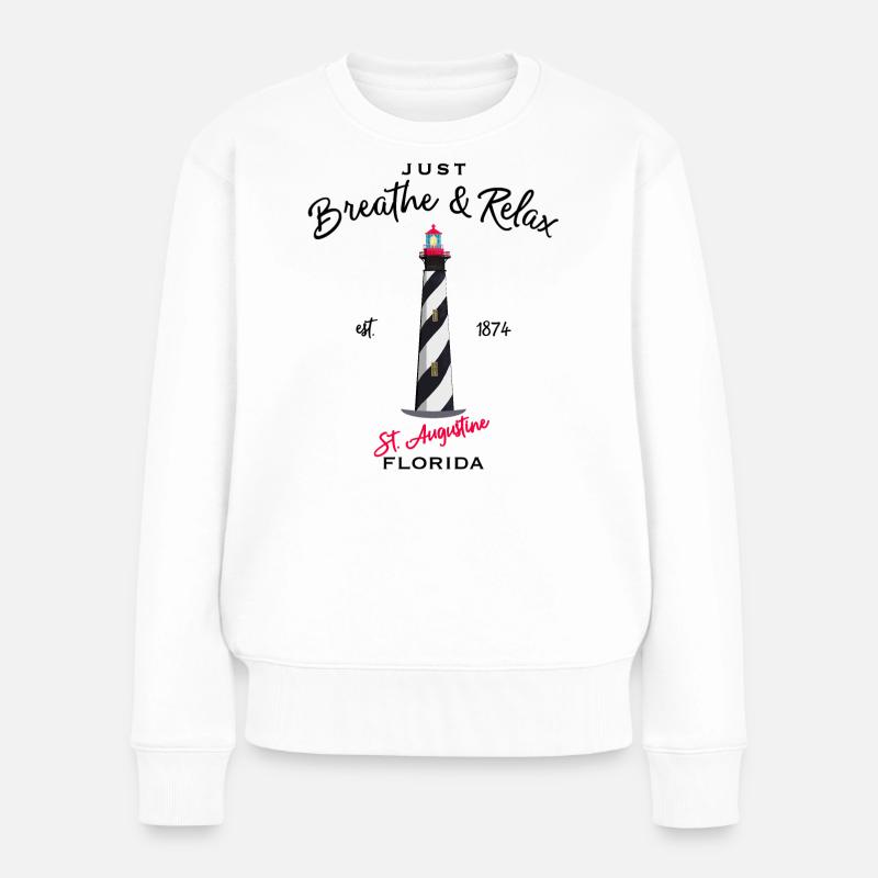 Florida, Leuchtturm St. Augustine - Frauen Premium Bio Pullover - Weiß