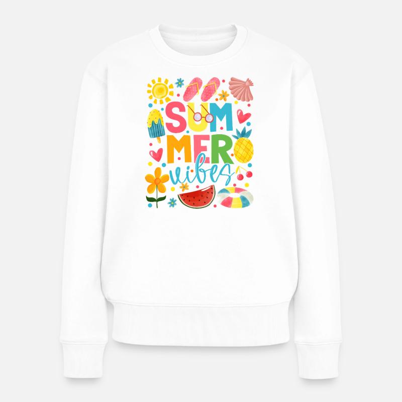 Summer Sparkle - Frauen Premium Bio Pullover - Weiß