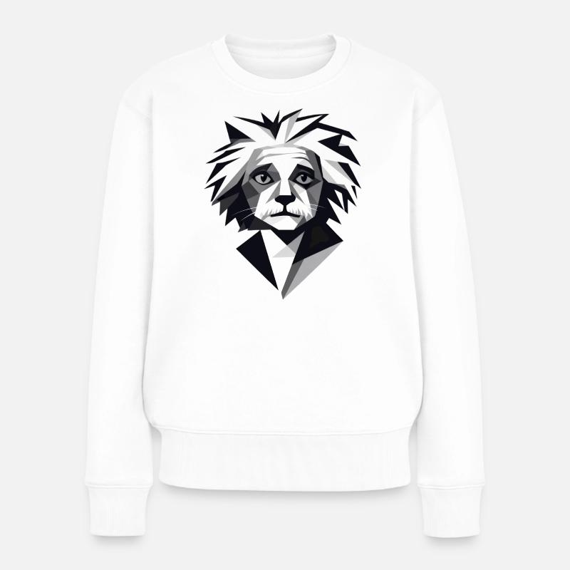 Schwarz-Weiß Abstrakter Dschinn - Frauen Premium Bio Pullover - Weiß