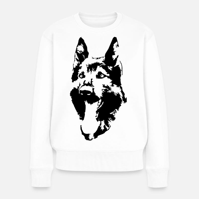 Deutscher Schäferhund Kopf - Frauen Premium Bio Pullover - Weiß