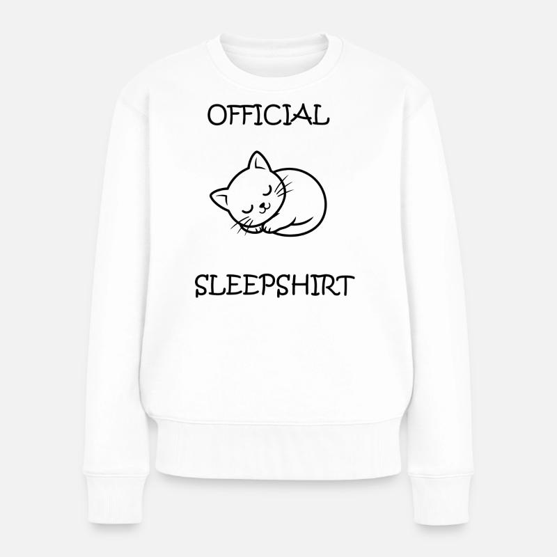 Offizielles Schlafhemd-Katzendesign – Katzenliebhabergeschenk - Frauen Premium Bio Pullover - Weiß