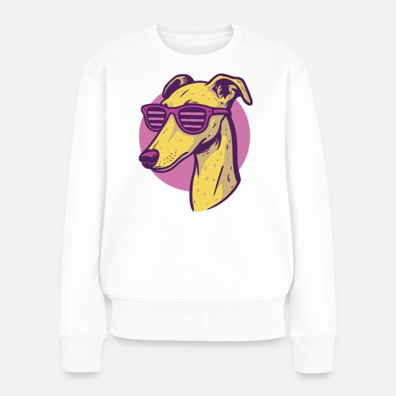 Windhund, Galgo Sonnenbrille Pop-Art - Frauen Premium Bio Pullover - Weiß