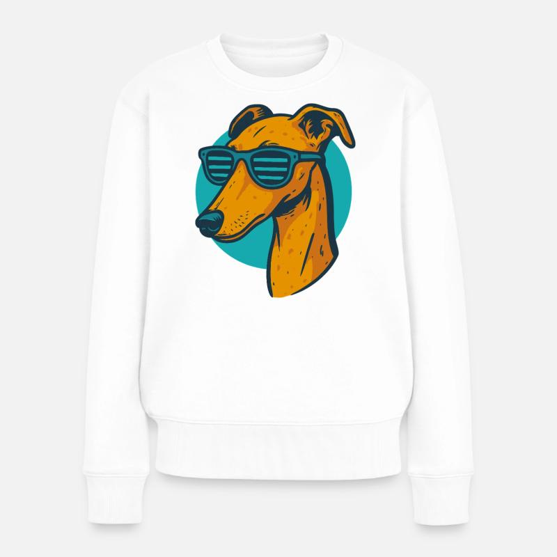 Windhund, Galgo Sonnenbrille Pop-Art - Frauen Premium Bio Pullover - Weiß