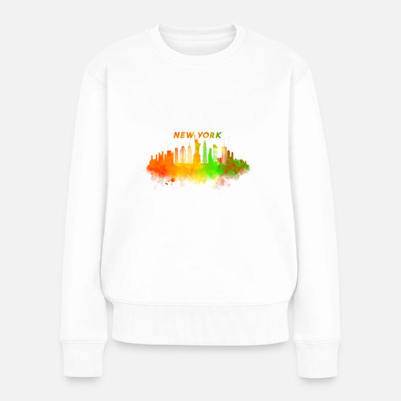 Skyline New York in den USA - Frauen Premium Bio Pullover - Weiß