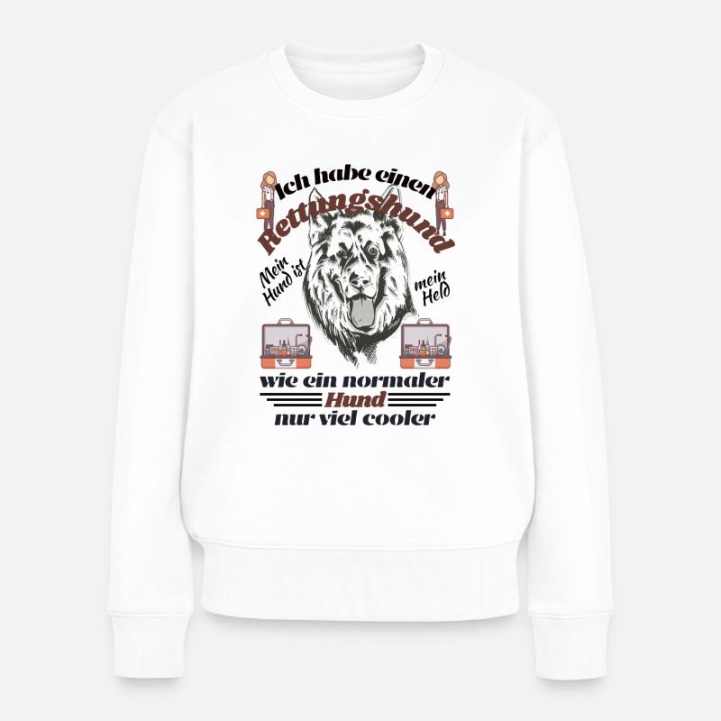 Rettungshund - Frauen Premium Bio Pullover - Weiß