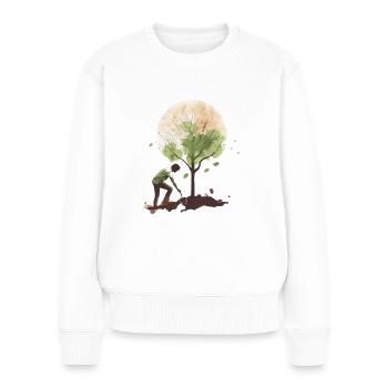 Plant for the Planet - Frauen Premium Bio Pullover - Weiß - Vorne - Julia (174cm)