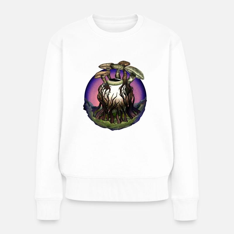 Shroomps Violett - Frauen Premium Bio Pullover - Weiß