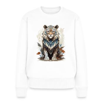 Tigre - Pull Premium bio Femme - blanc - Devant - Julia (174cm)