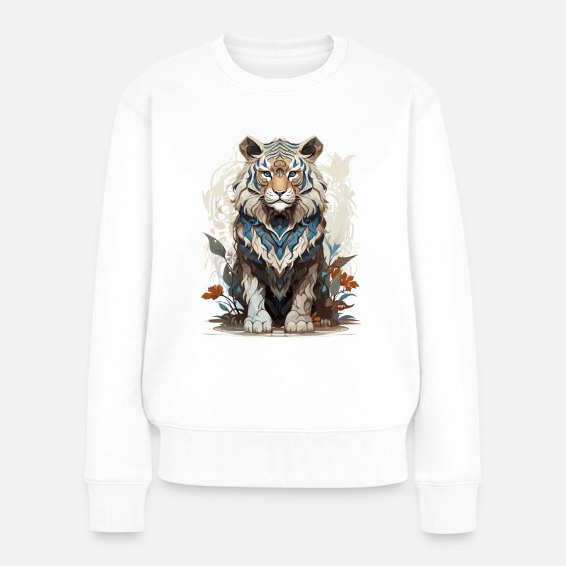 Tiger - Frauen Premium Bio Pullover - Weiß