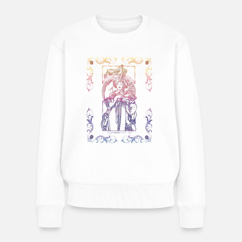 Alfons Mucha - Pull Premium bio Femme - blanc