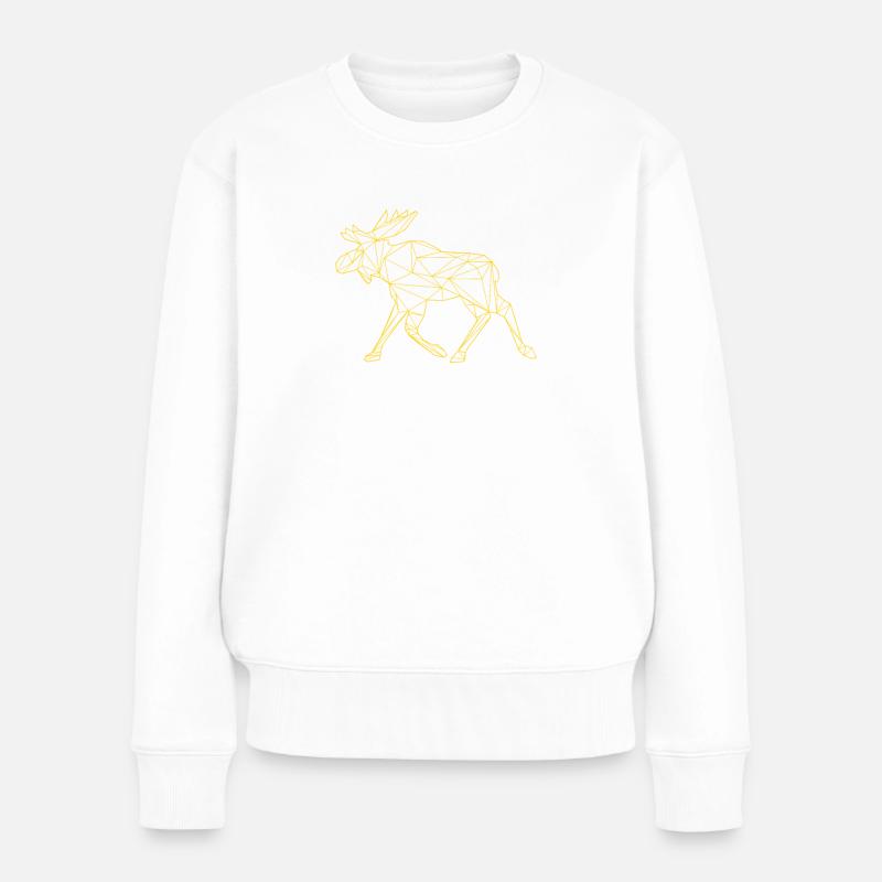 Cooler Elch Polygon in gelb - Frauen Premium Bio Pullover - Weiß