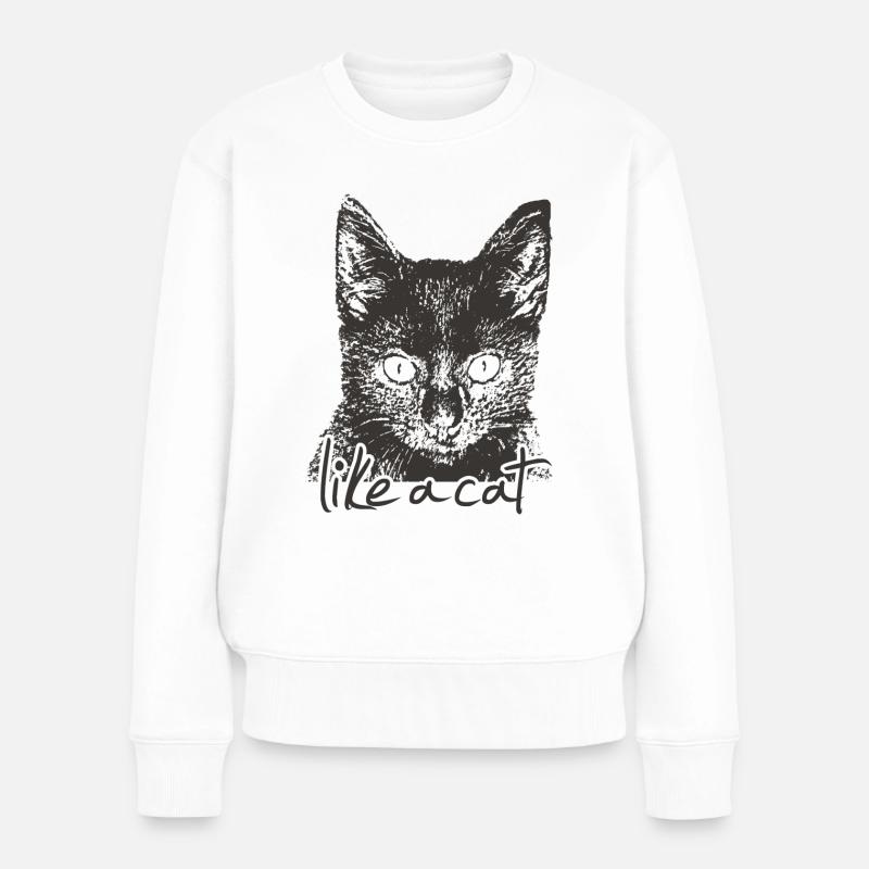 Cat - Frauen Premium Bio Pullover - Weiß