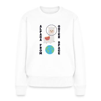Alpaca From Outer Space Huacaya Pako Lama Alpaka - Frauen Premium Bio Pullover - Weiß - Vorne - Julia (174cm)