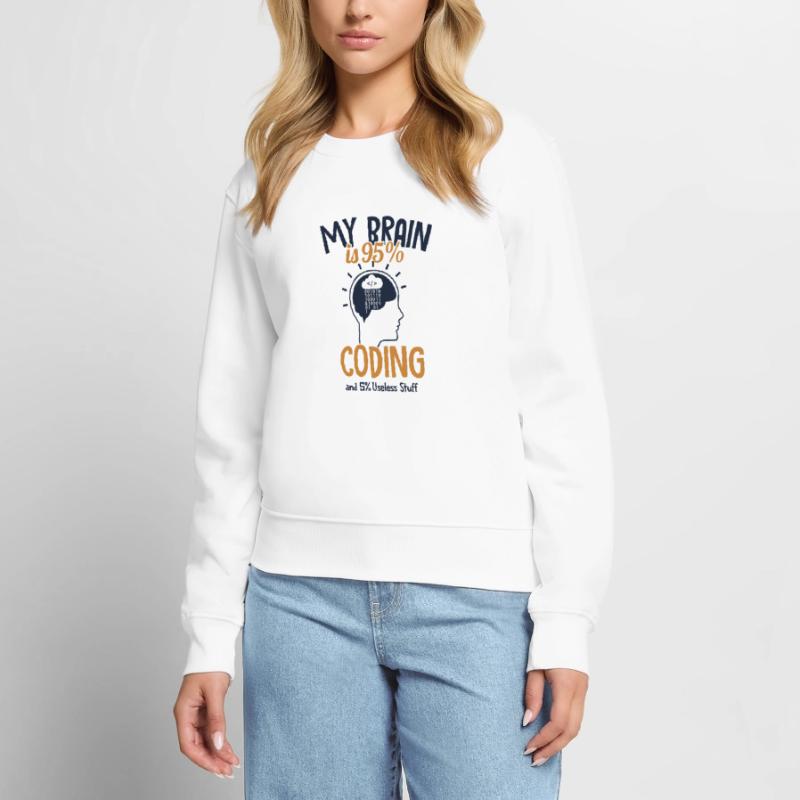 My Brain is 95% Coding Full Stack Coder Software Women's Premium Organic Jumper
