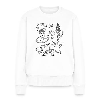 Muscheln - Frauen Premium Bio Pullover - Weiß - Vorne - Julia (174cm)