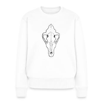 Crâne de cheval Crâne de cheval - Pull Premium bio Femme - blanc - Devant - Julia (174cm)