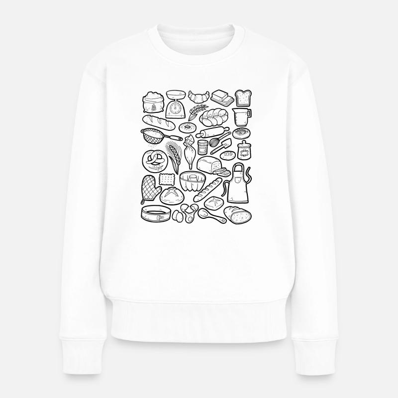 Backen & Bäckerei Doodles - Frauen Premium Bio Pullover - Weiß