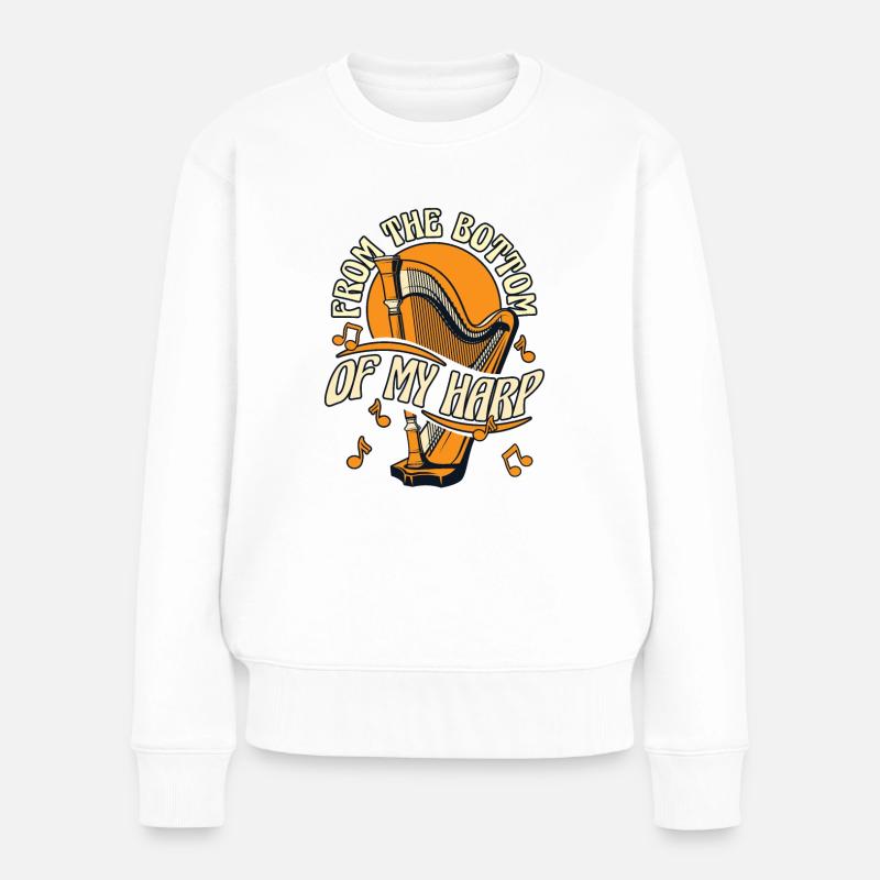 Du bas de ma harpe Harpe Harpe musicale Harpe - Pull Premium bio Femme - blanc