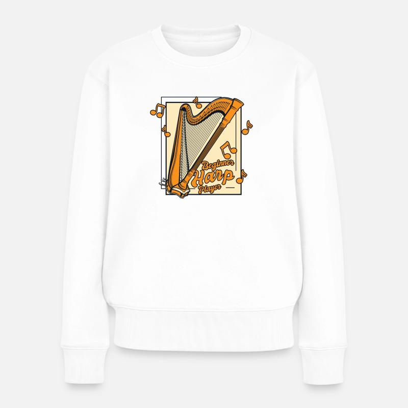Beginner Harp Player Harfenmusik Harfe - Frauen Premium Bio Pullover - Weiß