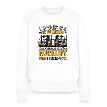 Bad Girls Drive Forklift Trucks Geländestapler - Women's Premium Organic Jumper - white - Front - Julia (174cm)