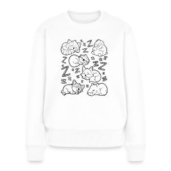 Schlafende Tiere: Capybara, Fuchs, Corgi, Otter - Frauen Premium Bio Pullover - Weiß - Vorne - Julia (174cm)