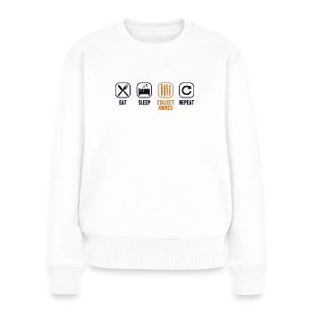 Eat Sleep Collect Messer Repeat Sammelmesser - Frauen Premium Bio Pullover - Weiß - Vorne - Julia (174cm)