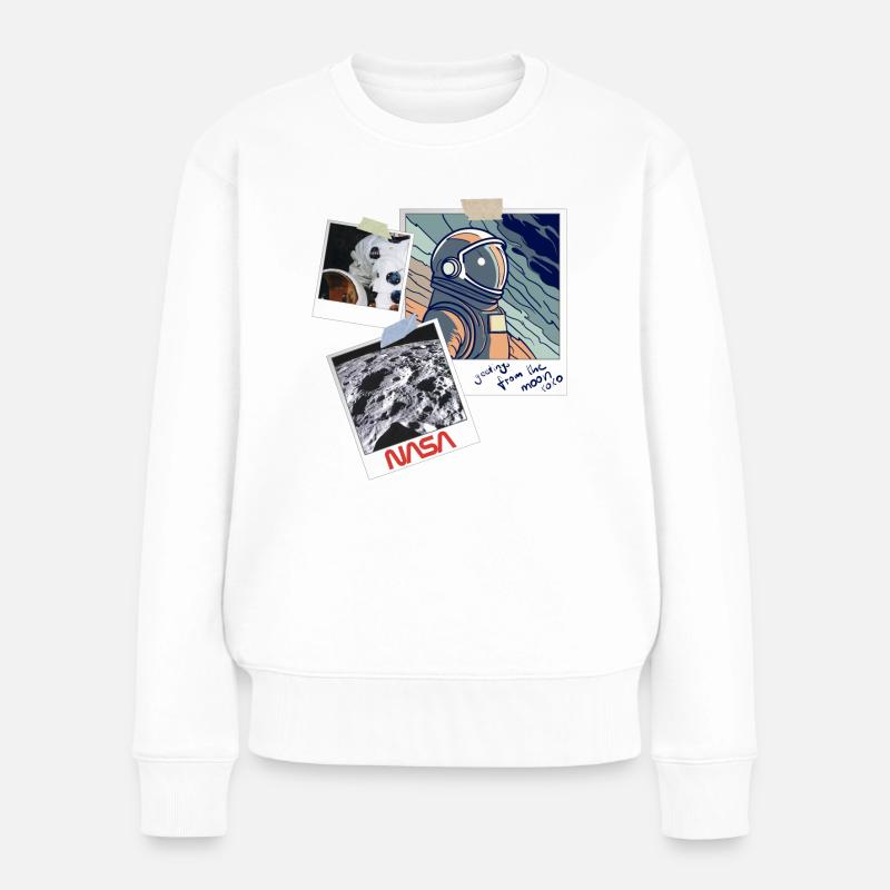 NASA Greetings From The Moon Design - Frauen Premium Bio Pullover - Weiß