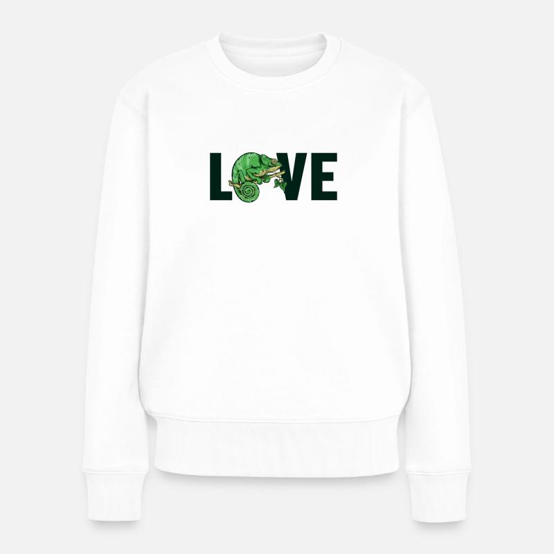 Love Panther Verschleierte Chamaeleonidae Liebhaber Chamäleon - Frauen Premium Bio Pullover - Weiß