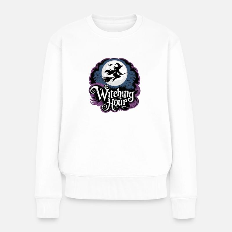Hexe bei Vollmond – Witching Hour - Frauen Premium Bio Pullover - Weiß