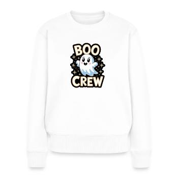 Süßes Gespenst – Boo Crew - Frauen Premium Bio Pullover - Weiß - Vorne - Julia (174cm)