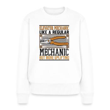 Wie ein normaler Mechaniker, aber erhebender - Frauen Premium Bio Pullover - Weiß - Vorne - Julia (174cm)