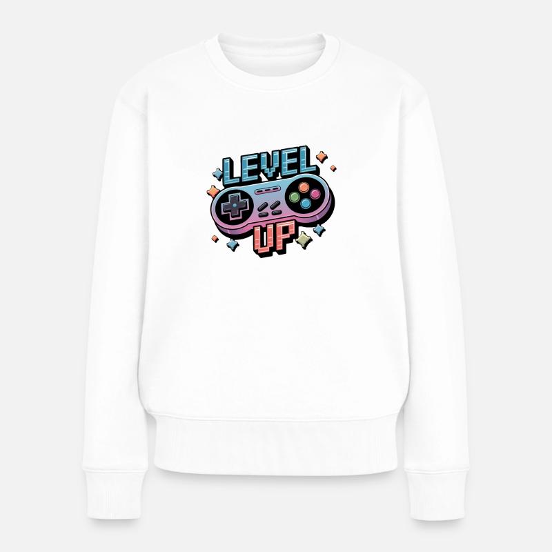 Level Up – Gaming Controller - Frauen Premium Bio Pullover - Weiß