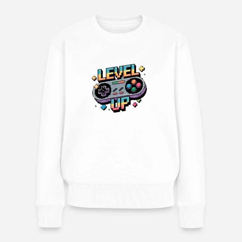 Level Up – Gaming Controller - Frauen Premium Bio Pullover - Weiß