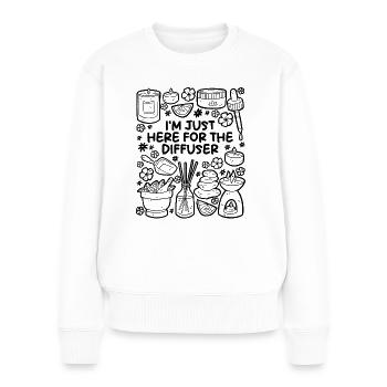 I'm Just Here for the Diffuser – Aromatherapy - Women's Premium Organic Jumper - white - Front - Julia (174cm)