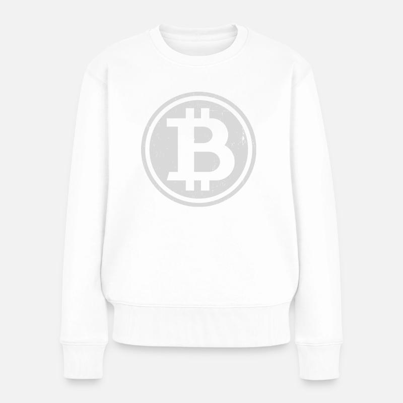 Vintage Bitcoin - Frauen Premium Bio Pullover - Weiß