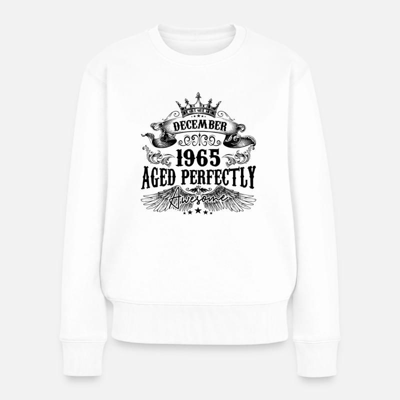 Geburtstag 1965 Dezember 1965 geboren im Dezember - Frauen Premium Bio Pullover - Weiß