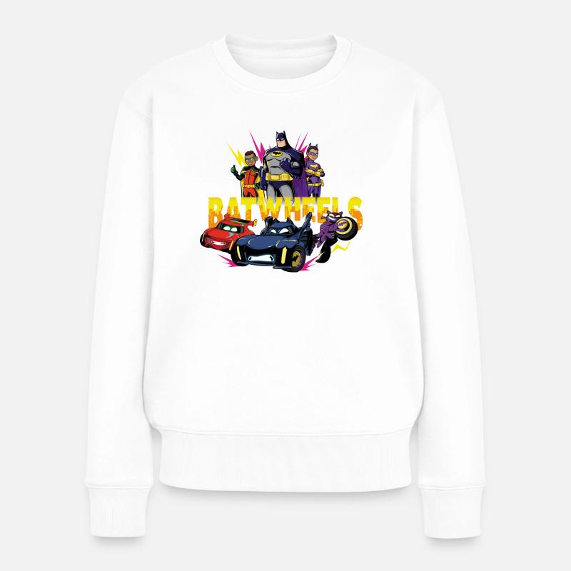 Batwheels Logo Avec Les Super Héros Et Voitures - Pull Premium bio Femme - blanc