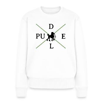 Klassisch schlichtes Pudelmotiv schwarz / grün - Frauen Premium Bio Pullover - Weiß - Vorne - Julia (174cm)