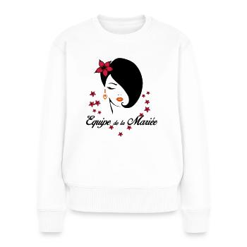 Equipe de la mariée - Pull Premium bio Femme - blanc - Devant - Julia (174cm)