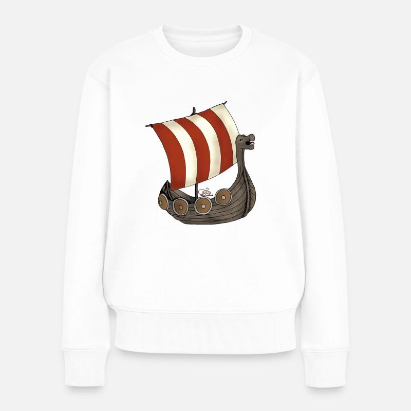 Eriks Winkingerschiff - Frauen Premium Bio Pullover - Weiß