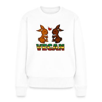 Vegan Bunnies / Veganerin / Häschen / Veganer - Frauen Premium Bio Pullover - Weiß - Vorne - Julia (174cm)